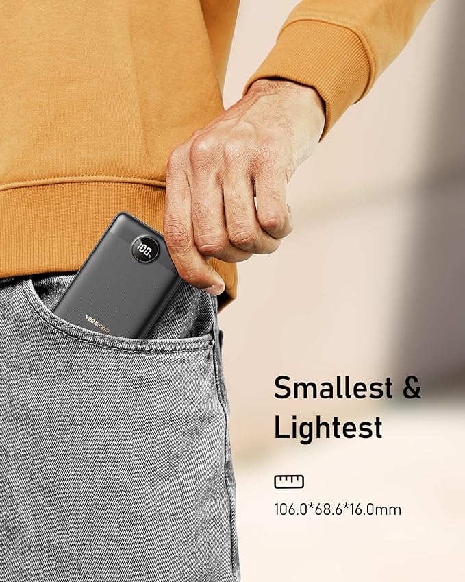 VEEKTOMX Mini Power Bank 10000mAh, 22.5W Fast Charging Small Portable Charger with PD 3.0 & QC 3.0,USB C Slim Compact iPhone Charger, Dual Output Compatible with iPhone, Samsung,Travel Must Haves