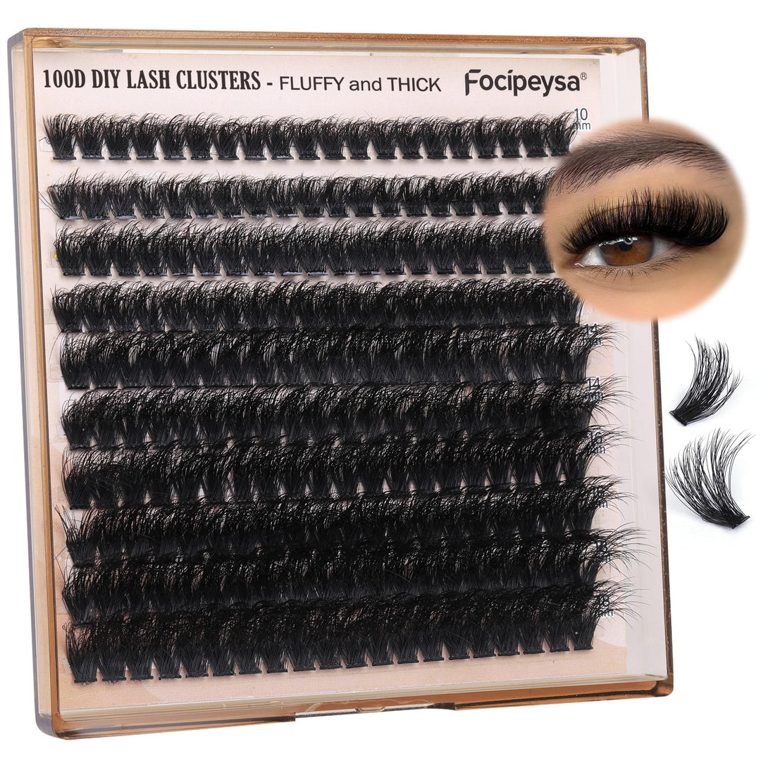 Fluffy Thick Lash Clusters Diy Eyelash Extension 10-18Mix D Curl Lash Clusters 100D Wispy Individual Eyelash Extensions Clusters