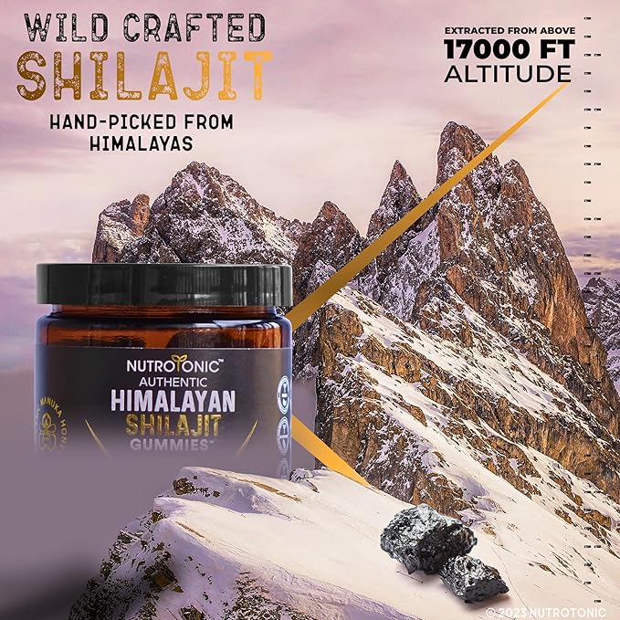 NutroTonic® Authentic Himalayan SHILAJIT® Gummies | Organic Pomegranate & Vanilla Flavored | Cellular Energy & Hormonal Balance | 30 Gummies