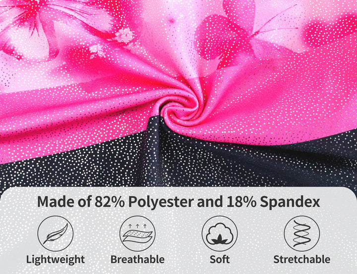 Domusgo Leotard for Girls Gymnastics Size 5-6 Years Old Black Pink Flower Tumbling Biketard