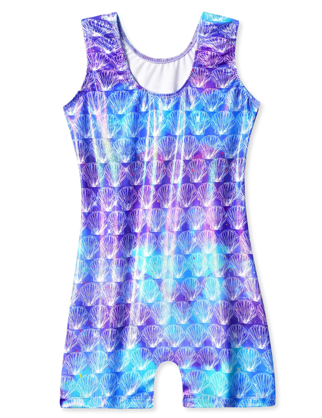 Domusgo Leotard for Girls Gymnastics Size 5-6 Years Old Sparkle Line Shell Practice Biketard with Shorts