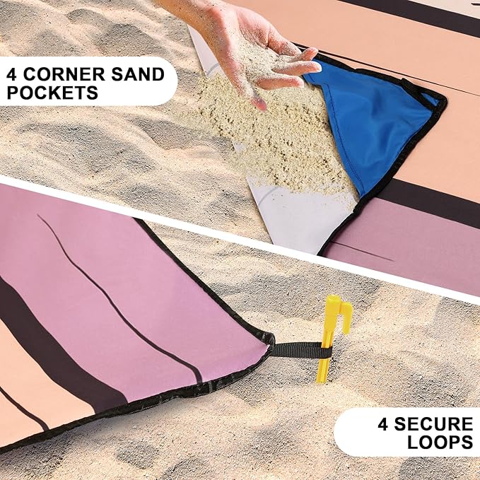 Beach Blanket Waterproof Sandproof Extra Large Beach Mat 79" X 83"/120"x108"for 1-8 Adults Quick Drying Durable Outdoor Picnic Mat for Beach Travel Camping Hiking
