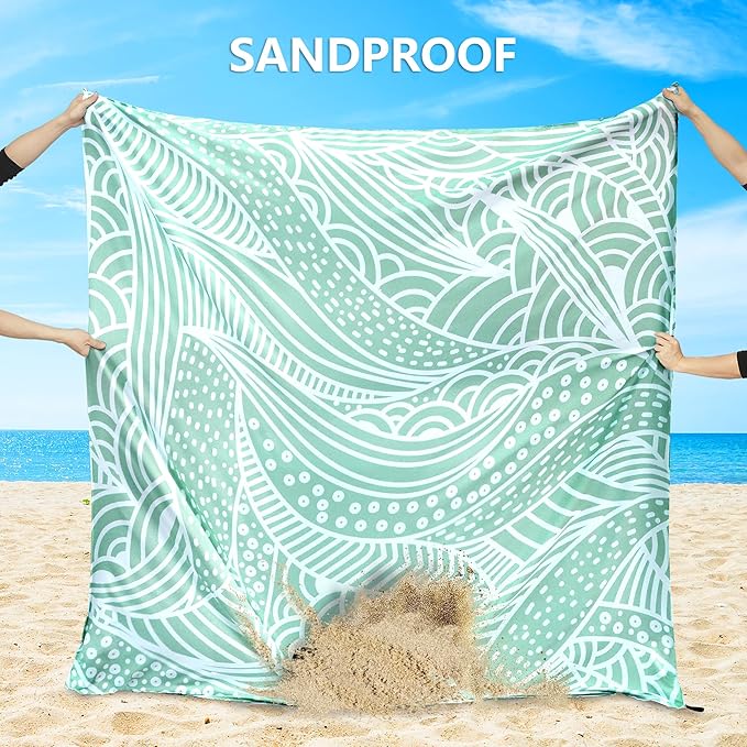 AISPARKY Beach Blanket Waterproof Sandproof Quick Drying Beach Mat Extra Large Outdoor Picnic Blanket for Travel Camping Hiking