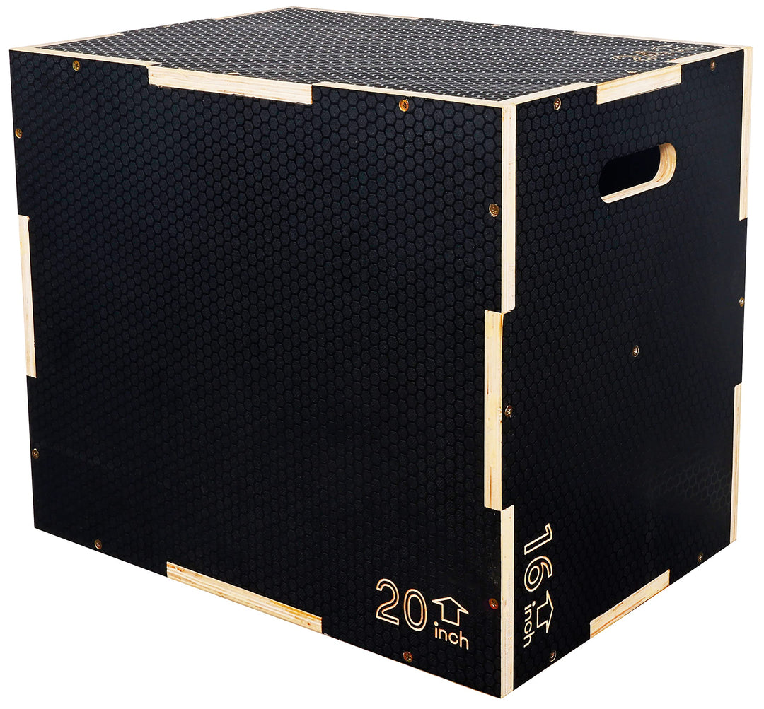 Signature Fitness 3 in 1 Non-Slip Wooden Plyo Box Plyometric Box Jumping Exercise, Multiple Sizes