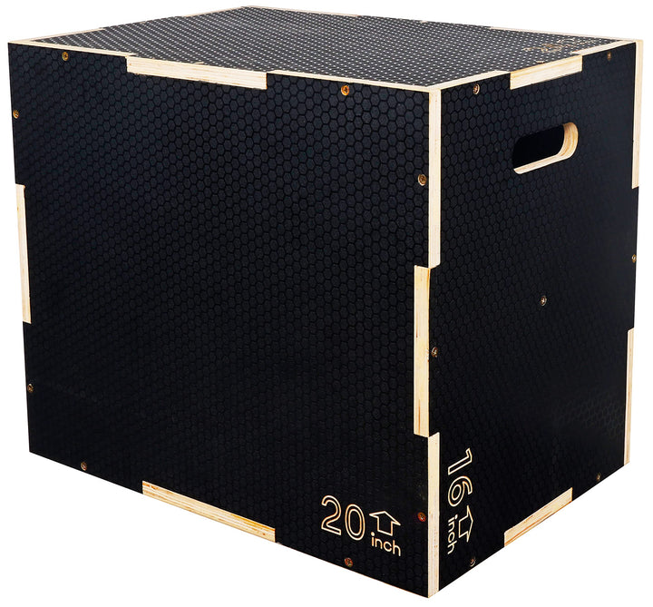 Signature Fitness 3 in 1 Non-Slip Wooden Plyo Box Plyometric Box Jumping Exercise, Multiple Sizes
