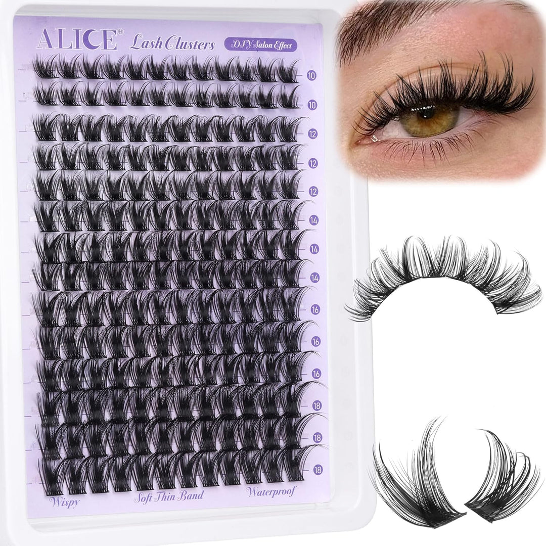ALICE DIY Natural Lash Clusters | Wispy Anime Cat Eye | 10-16mm, 144 Pcs