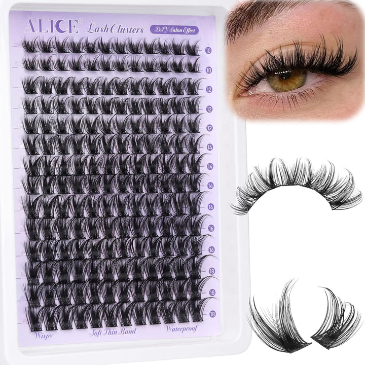 ALICE DIY Natural Lash Clusters | Wispy Anime Cat Eye | 10-16mm, 144 Pcs