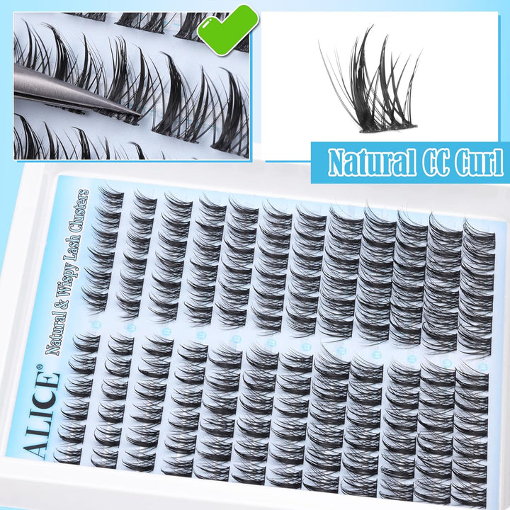 ALICE DIY Natural Lash Clusters | Wispy Anime Cat Eye | 10-16mm, 144 Pcs