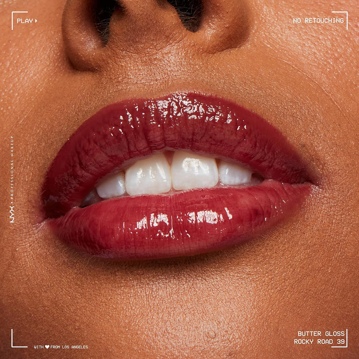 NYX Butter Gloss | Non-Sticky Lip Gloss in Rocky Road - Wine Shade