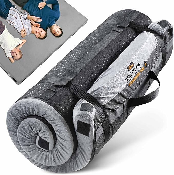 3 Inch GAIALOOP Thick Memory Foam Camping Mattress Sleeping Pad [Car/Tent/Cot] Glamping Portable Floor Mat Roll Up Futon Mattress for Guests Sleepover