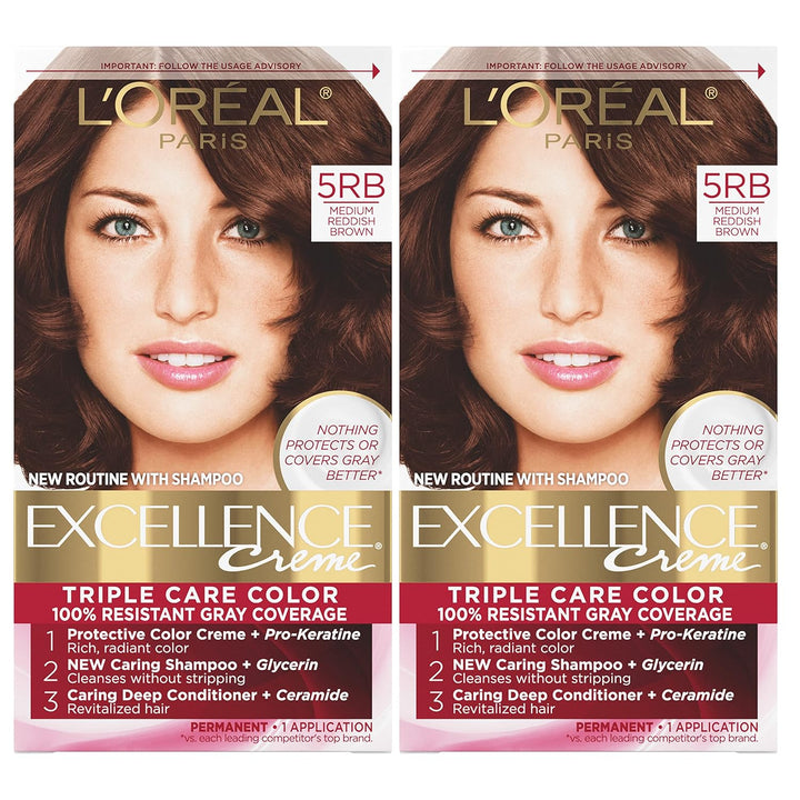5RB Medium Reddish Brown Hair Color | L'Oreal Paris Excellence Creme – 8 Weeks Gray Coverage