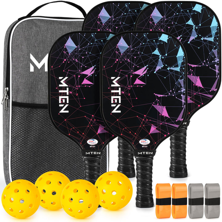 Pickleball Paddles, USAPA Approved Fiberglass Surface Pickleball Set with Pickleball Rackets, Portable Carry Bag, Grip Tapes, Pickle Ball Paddle Set for Men Women
