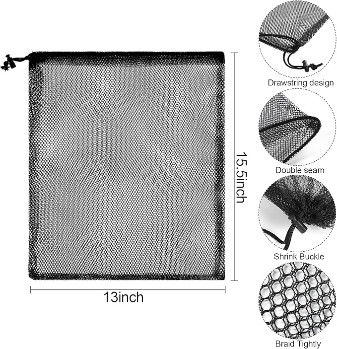 iMucci 13"X15.5" 50Pcs Mesh Laundry Drawstring Bag Nylon Drawstring Gym Bag with Cord Lock Closure