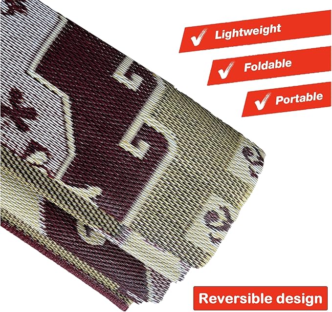 BalajeesUSA Outdoor Patio Rugs Clearance 6'x9' (183 cm x 274 cm) Red, Black, Lt Yellow, white 20171