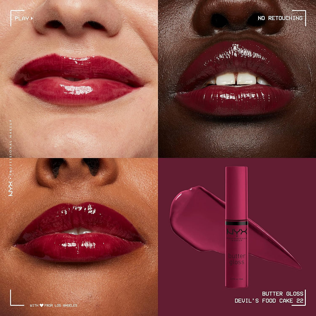 NYX Butter Gloss | Non-Sticky Lip Gloss in Devil's Food Cake - Deep Plum