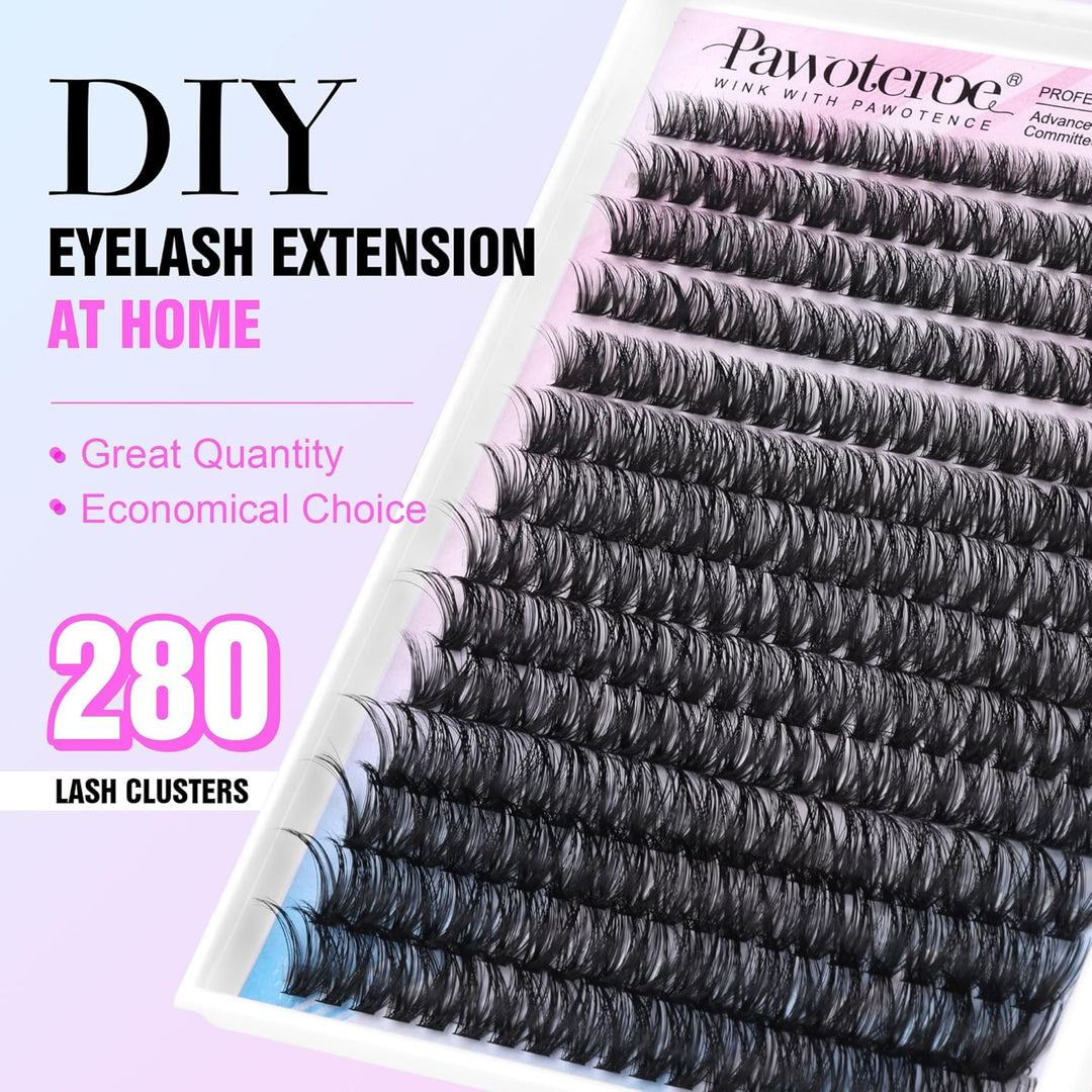 80D Full Volume Eyelash Clusters Kit | DIY Lash Extensions with Bond & Tweezers