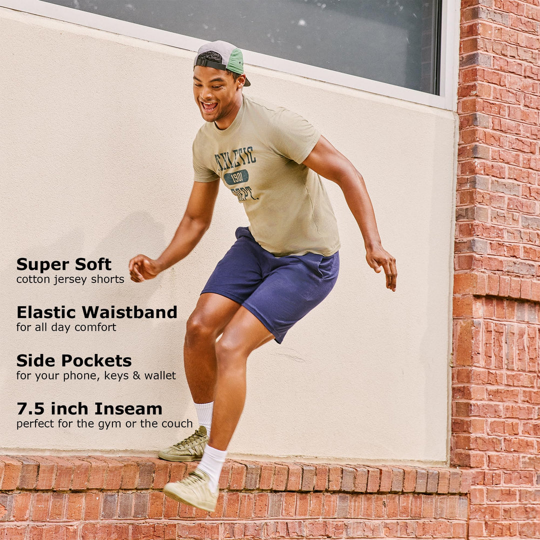 Hanes Mens Jersey Cotton With Pocket Workout-and-training-shorts, Black, Small US