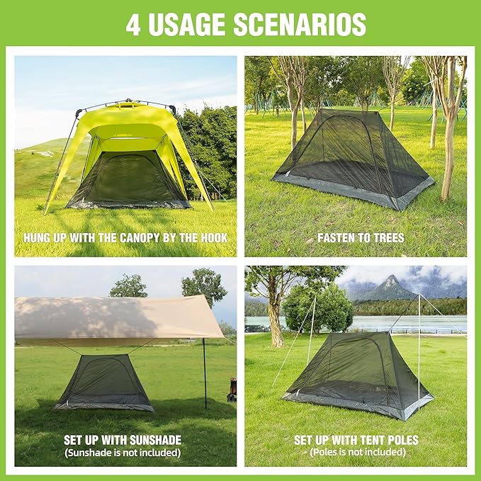 Mosquito Net with protable Bag, Ultralight No-See-Um Breathable Mesh Screen Tent with Waterproof Floor, Compact for Outdoors Camping, Backpacking and traveling，Fits Sleeping Bags, Tent,canopy