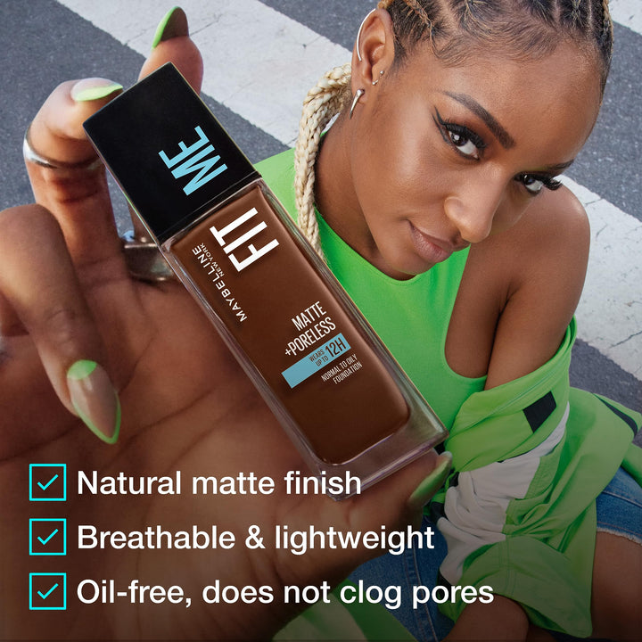 Maybelline New York Fit Me Matte Plus Pore Less Foundation, Java, 1 Fluid Ounce