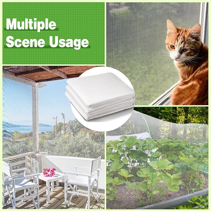 Stronger Garden Mesh Netting - 10 x 33 ft PPT Nano Bird Net Barrier, Mosquito Netting Screen for Outdoor Plants Vegetables Patios Balconies Terraces, Shading Rate 20% (White)