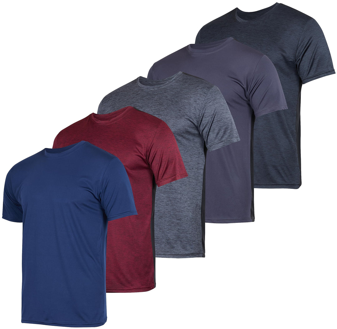 5 Pack Men’s Active Quick Dri Dry Fit Crew Neck T Shirts Athletic Running Gym Workout Short Sleeve Tee Tops Camisas Para Hombres Summer