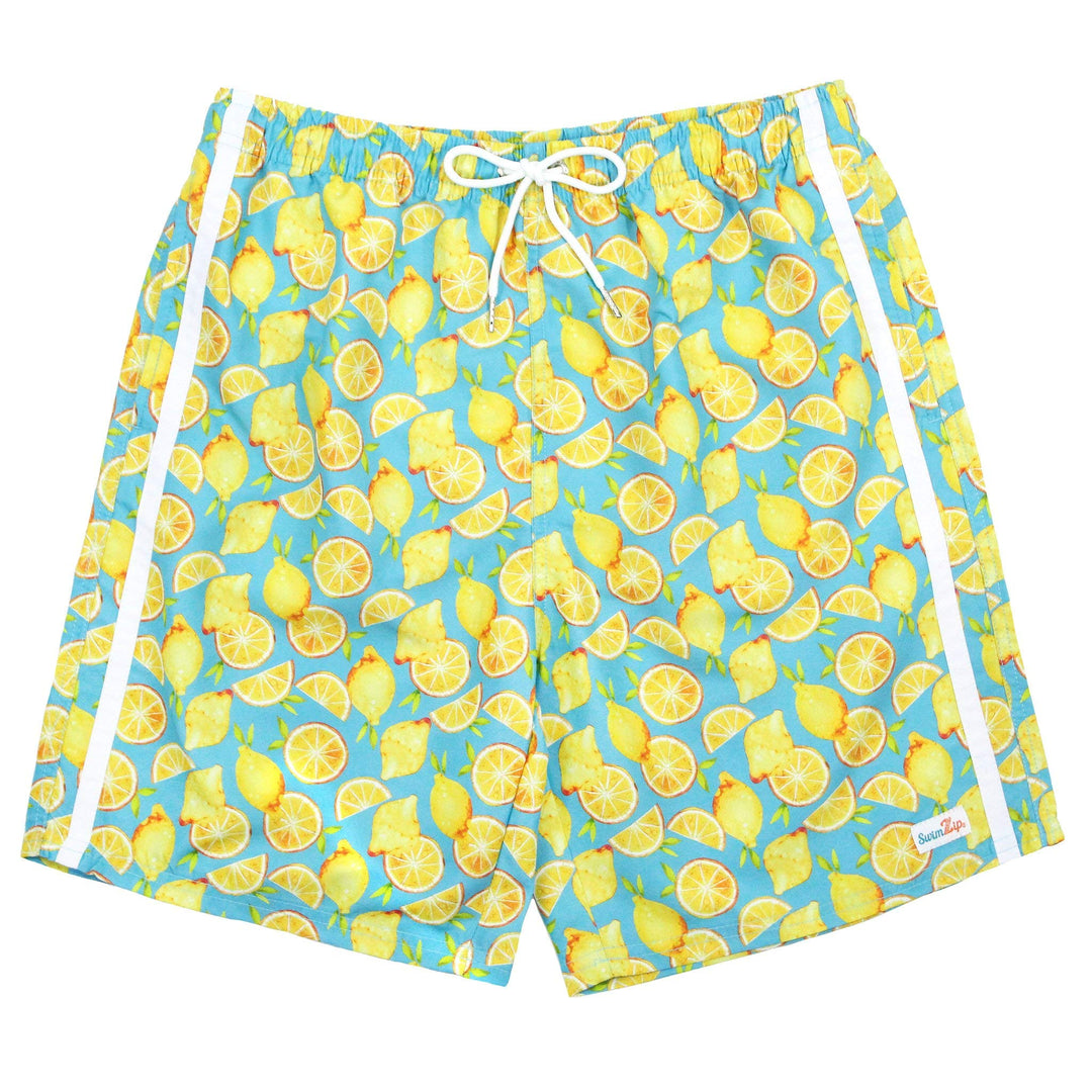 SwimZip Boys Swim Trunks UPF 50+ Sun Protection Board Shorts - Lemons - 10-12
