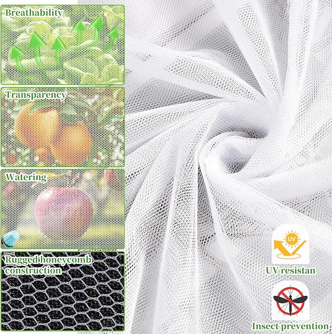 39x10Ft Mosquito Netting Garden Mesh Netting, Bug Insect Mosquito Fly Bird Net, Animals Barrier Protection Net, White 3x12 m