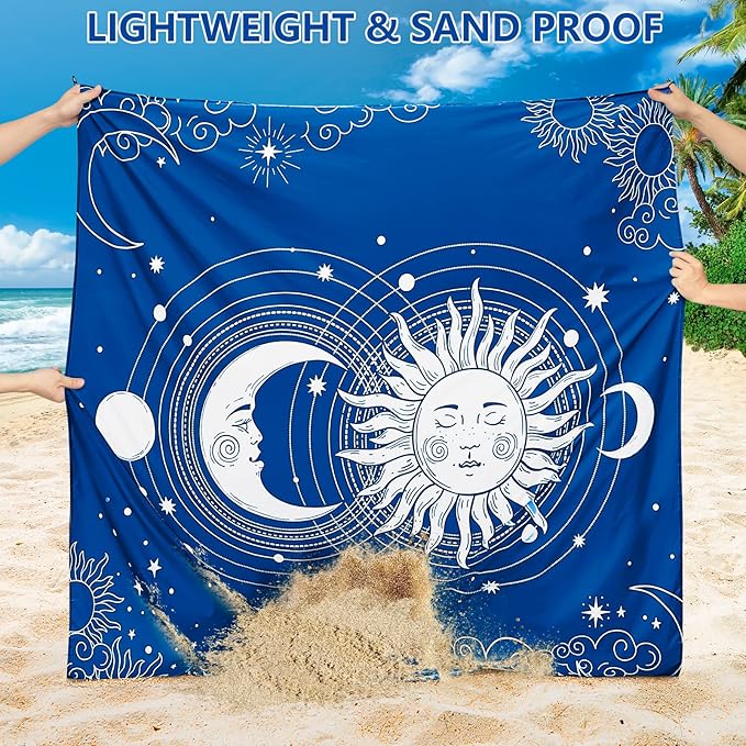 Beach Blanket Waterproof Sandproof Beach Mat 79" X 83" /10'x9'for 2-8 Adults Quick Drying Outdoor Picnic Mat Beach Accessories for Travel, Camping, Hiking