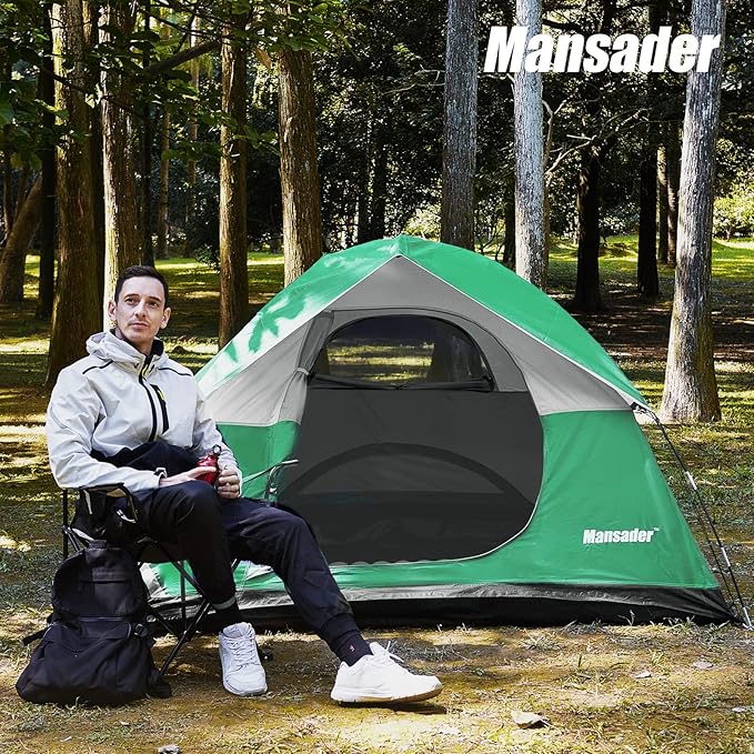 Camping Tent, Waterproof 2/3/4 Person Tents for Camping, Lightweight Easy Set Up Outdoor Hiking Tent Backpacking Tent with Carry Bag, Backpack Tent Suit for Family Beach Hiking Travel