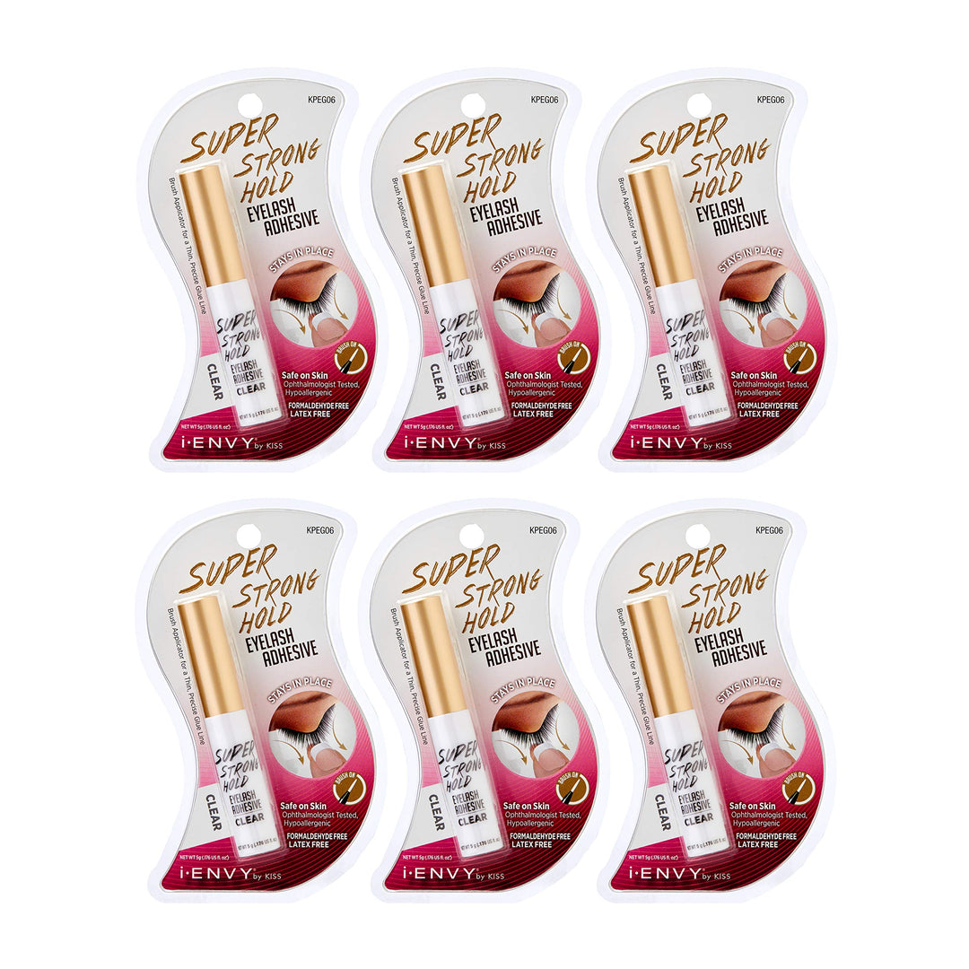 Kiss I Envy Eyelash Adhesive Super Strong Hold Clear 5 Gram (6 Pack)