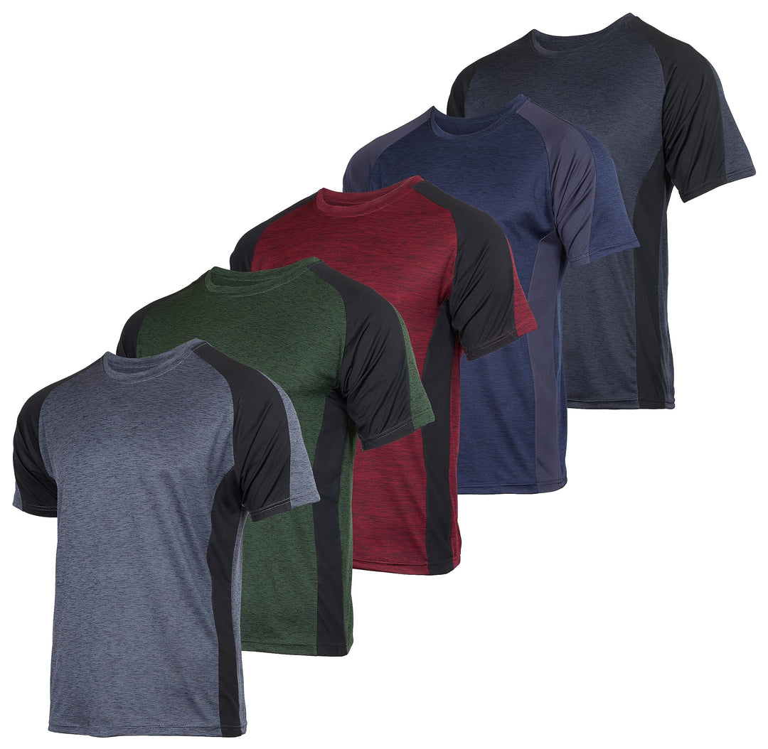 5 Pack Men’s Active Quick Dri Dry Fit Crew Neck T Shirts Athletic Running Gym Workout Short Sleeve Tee Tops Camisas Para Hombres Summer
