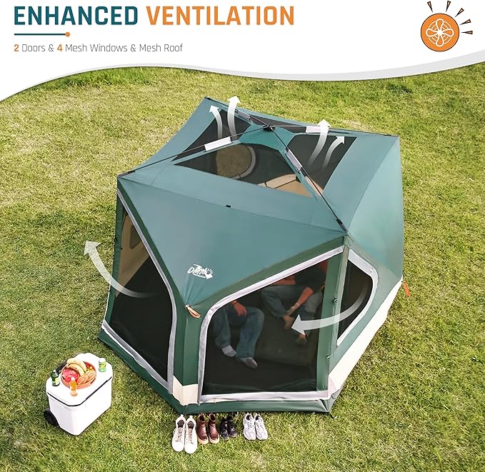 4/6/8 Person Instant Cabin Tent, Easy 60 Second Setup Family Tents for Camping, Pop up Camping Tent, Large Waterproof Tents for Outdoor Camping, Spacious Interior, Upgraded Ventilation