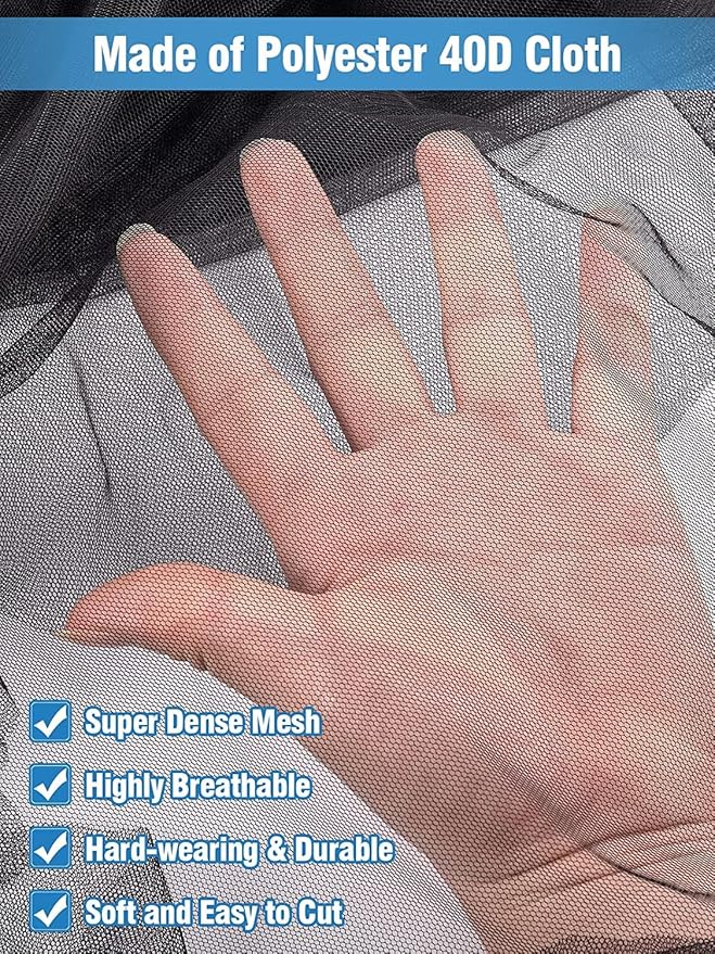 Mosquito Net for Patio - 10Ft x 65Ft for Each Garden Mesh Screen Barrier, Super Dense Patio Netting for Balcony Porch Umbrella Fruit Tree Gazebo Canopy RV Camping, Black