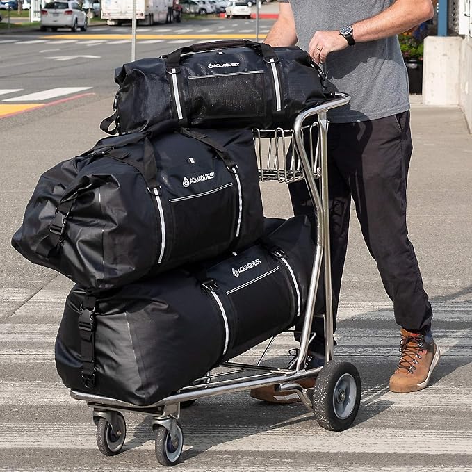 AquaQuest White Water Duffel - 100% Waterproof, Heavy Duty, Versatile, Comfortable - Durable Protective Dry Bag for Travel, Sport, Motorcycle, Boat, Fishing - 50, 75, or 100 L