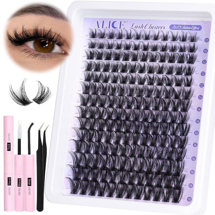ALICE DIY Natural Lash Clusters | Wispy Anime Cat Eye | 10-16mm, 144 Pcs