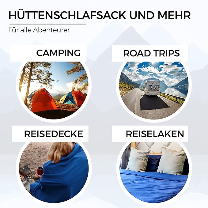 2-in-1 Sleeping Bag Liner and XL Sized Travel Sheet - All Around Zipper - 100% Cotton - Ultra Lightweight Sleep Liner for Hotel Hostel and Camping