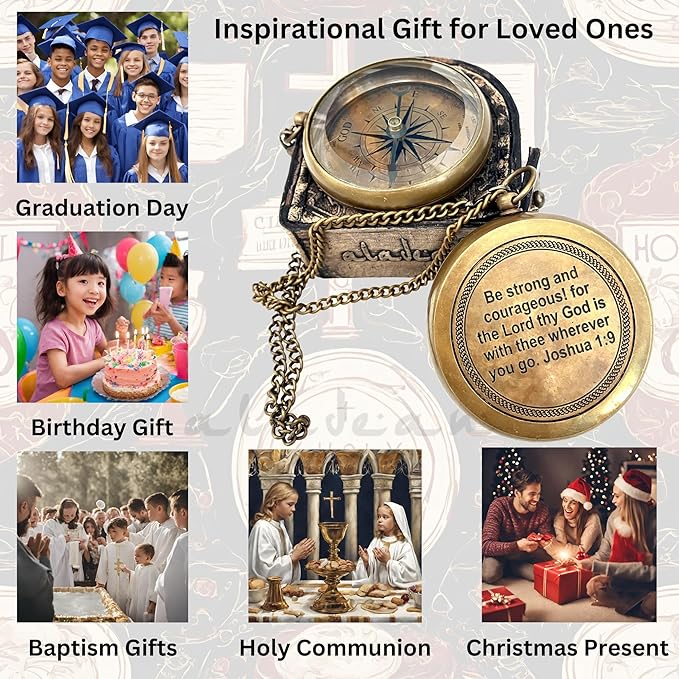 Inspirational Gift Compass - God My Lord Guide Me - Uplifting Baptism Gift, Graduation Gift, Birthday, Confirmation Gift for Men Women Boys Girls Teenage Kids