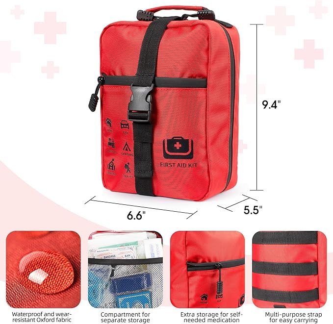 400pcs Large First Aid Kit, Premium Emergency Medical Kit with Basic First Aid Supplies, Ideal for Traveling, Outdoors, Climbing, Car, Camping, Emergency Preparedness