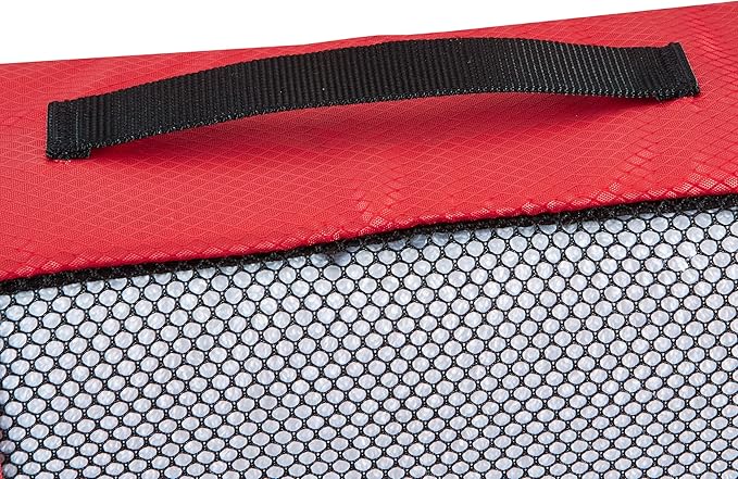 Amazon Basics Medium Packing Cubes for Travel, Packing Organizers, 4-Piece-Set With Double Zipper Pulls and Mesh Top Panel, 100% Durable Polyester, Red, 13.8"L x 9.8"W x 3"H