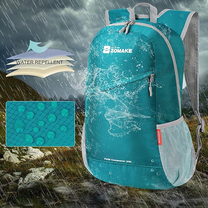 ZOMAKE Lightweight Packable Backpack 20L, Foldable Backpacks Small Daypack for Hiking Water Resistant Day Bag for Travel