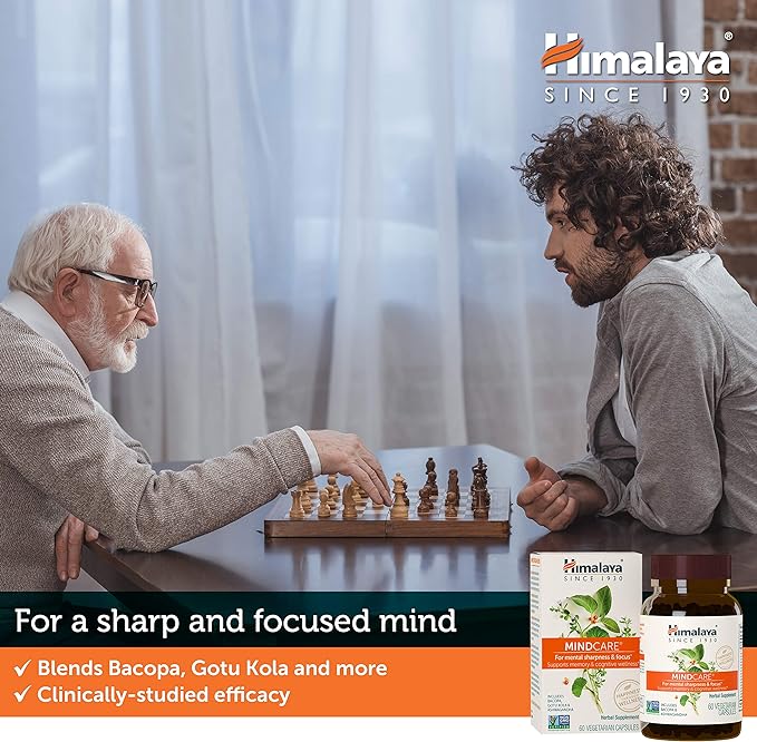 Himalaya MindCare, Nootropic Brain Supplement Booster for Mental Sharpness, Focus, Memory & Cognitive Wellness, 1170 mg, 60 Capsules