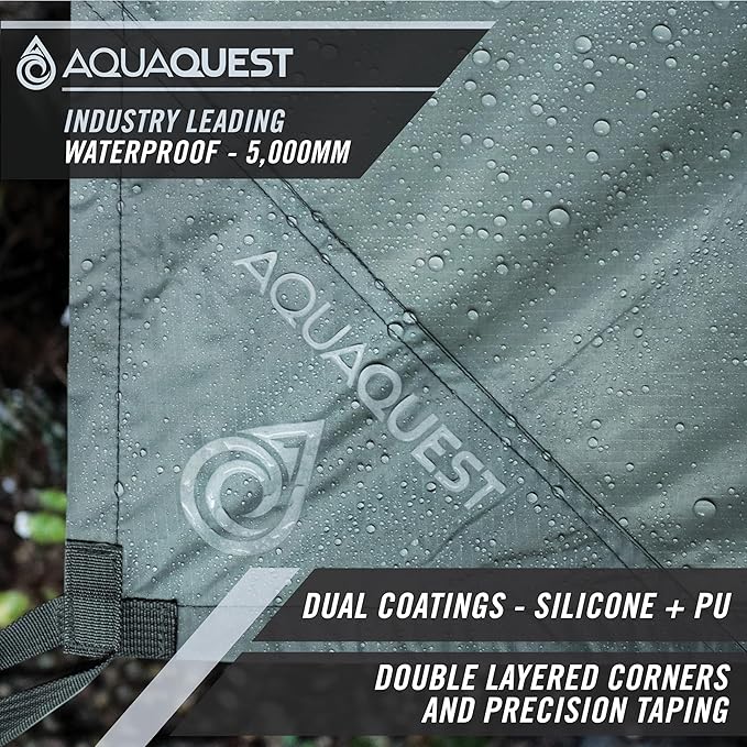 AquaQuest Safari Camping Tarp - Lightweight Durable Rain Fly - Waterproof Camping Essentials for Hiking, Backpacking & Hammock, 13 x 10 ft, Stealth Gray