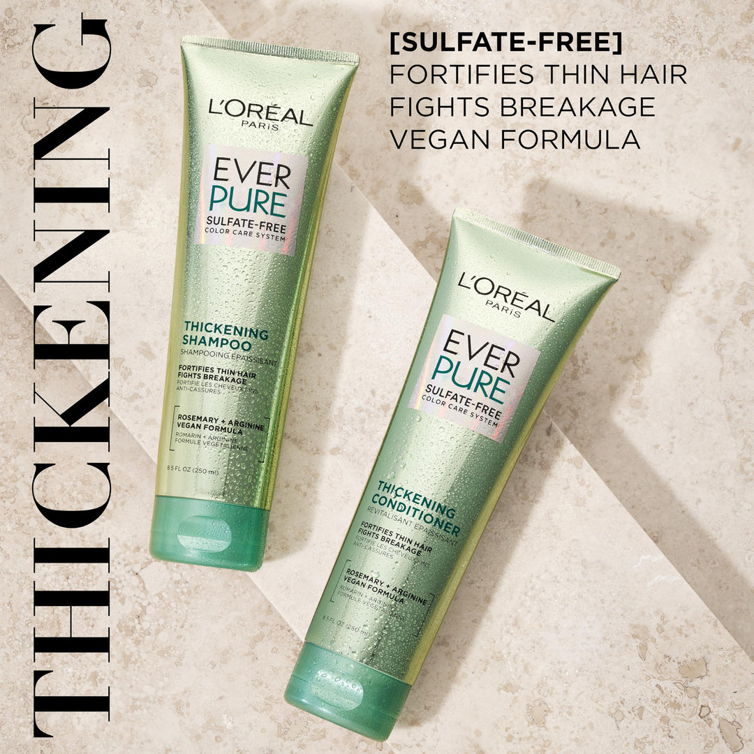L'Oreal Paris Thickening Sulfate Free Conditioner, Thickens + Strengthens Thin, Fragile Hair, Hair Care with Rosemary Leaf, EverPure, 8.5 Fl Oz (Packaging May Vary)