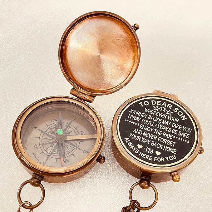 Inspiration Gift for Men Women Engraved Compass - Go Confidently - Thoreau Quote, You're Awesome Employee, Coworker Meaningful Gift for him her