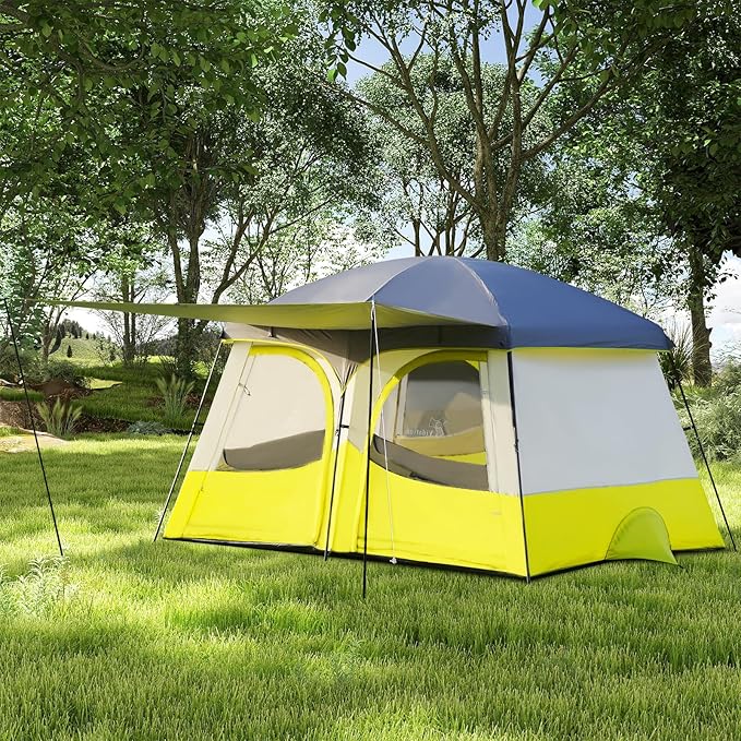 Vidalido Tents，6-8 Person Camping Tent with Extended Vestibule，2 Room Weather Resistant Family Tents，Easy Install Waterproof Outdoor Tent for Backpacking and Camping Hiking