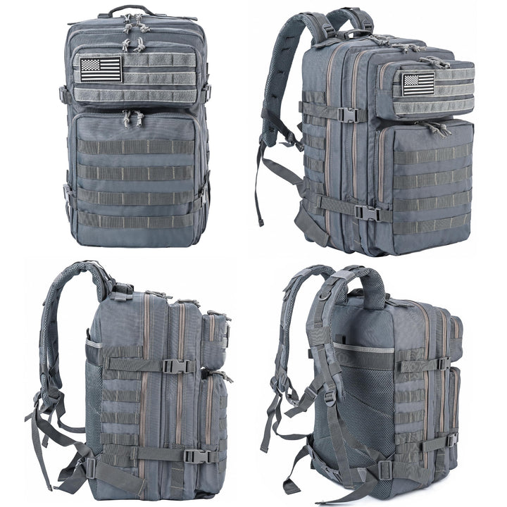 LHI Military Tactical Backpack for Men and Women 45L Army 3 Days Assault Pack Bag Large Rucksack with Molle System - Grey