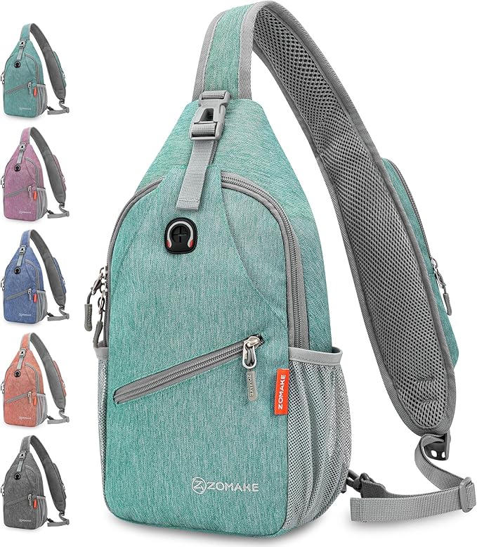 ZOMAKE Small Sling Bag, Travel Sling Backpack, Waterproof Hiking Cycling Crossbody pack for Men Women(Army Green)