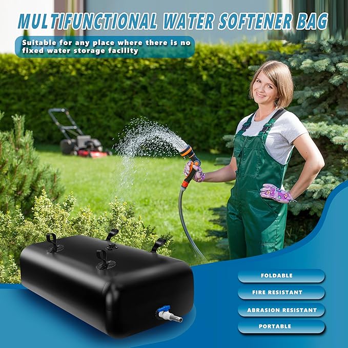 240 L/63 Gal Water Bladder Tank, Foldable Portable Water Storage Container, Emergency Water Bag for RV, Truck Bed, Fire Prevention, Drought Resistance, Black