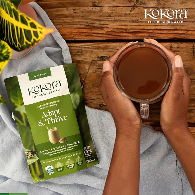 Adapt & Thrive - Organic Ashwagandha Root Powder - Cordyceps with Rhodiola & Maca Root - Energizes & Promotes Healthy Stress Response* - Vegan, Gluten Free, No Added Sugar - 30 Servings - 120g