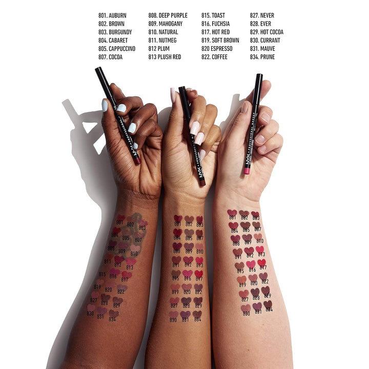 NYX Slim Lip Pencil | Long-Lasting Creamy Lip Liner | Hot Red - 2 Pack